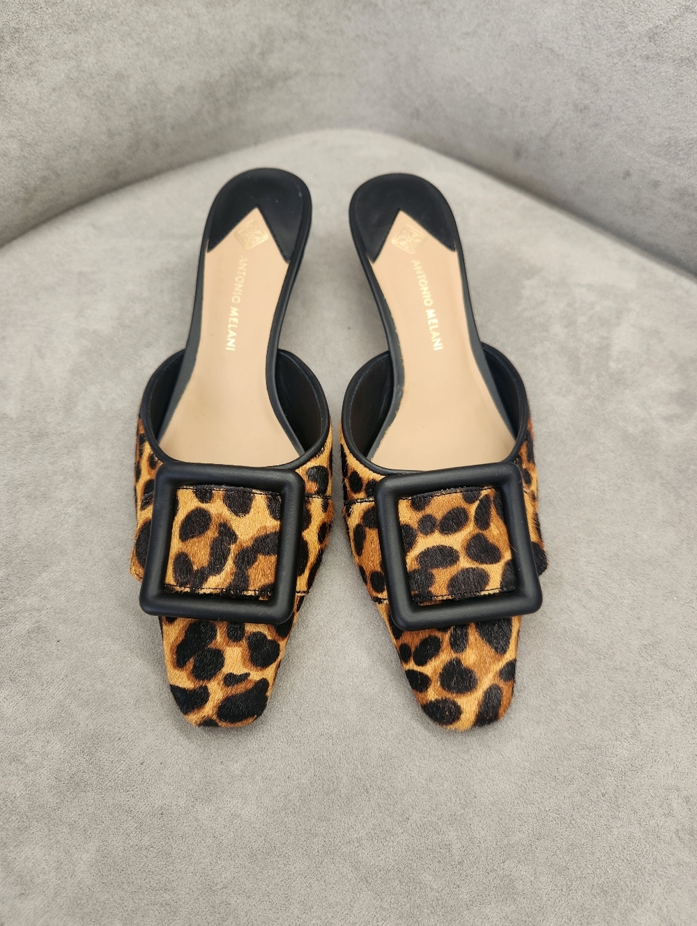 Antonio Melani Dress Mules 7 Brown Leopard Kendra Buckle Kitten Heel New $130